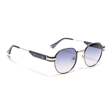 Round Polarized Sunglasses for Men & Women (Grey & Clear Lens | Black Frame - SLPMG7216)