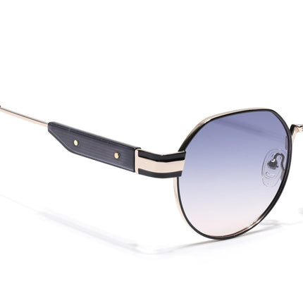 Round Polarized Sunglasses for Men & Women (Grey & Clear Lens | Black Frame - SLPMG7216)