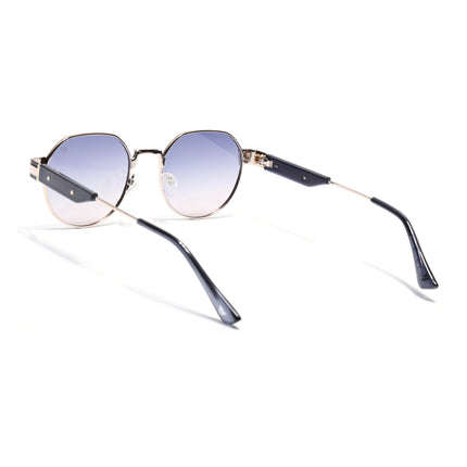 Round Polarized Sunglasses for Men & Women (Grey & Clear Lens | Black Frame - SLPMG7216)