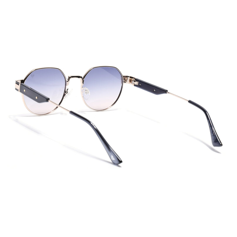 Round Polarized Sunglasses for Men & Women (Grey & Clear Lens | Black Frame - SLPMG7216)