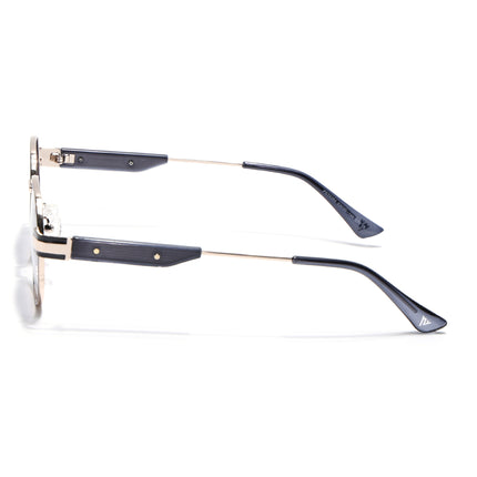 Round Polarized Sunglasses for Men & Women (Grey & Clear Lens | Black Frame - SLPMG7216)