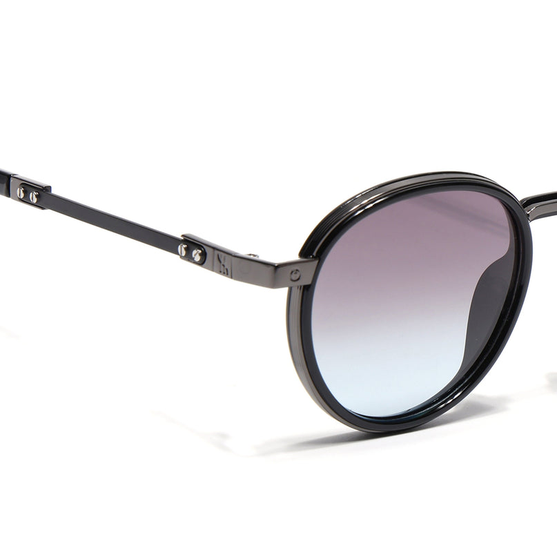 Round Polarized Sunglasses for Men & Women (Brown & Grey Lens | Black Frame - SLPMG7210)