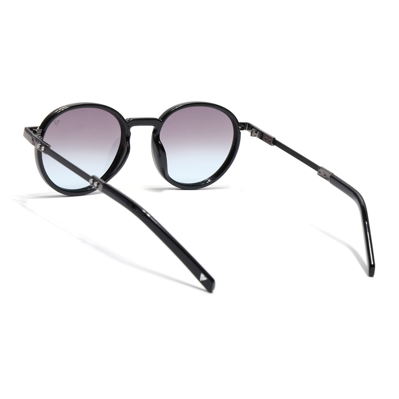 Round Polarized Sunglasses for Men & Women (Brown & Grey Lens | Black Frame - SLPMG7210)