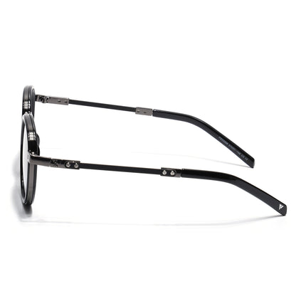 Round Polarized Sunglasses for Men & Women (Brown & Grey Lens | Black Frame - SLPMG7210)