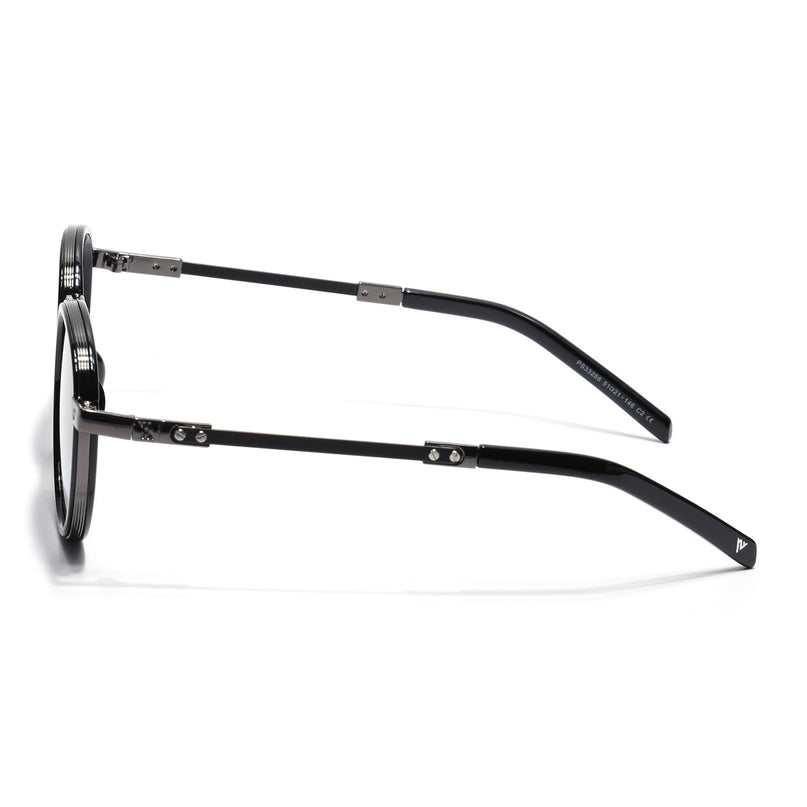 Round Polarized Sunglasses for Men & Women (Brown & Grey Lens | Black Frame - SLPMG7210)