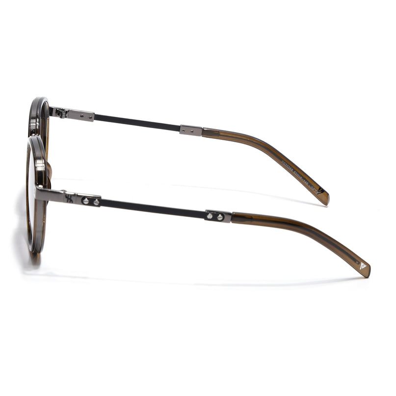 Round Polarized Sunglasses for Men & Women (Grey & Clear Lens | Brown Frame - SLPMG7212)