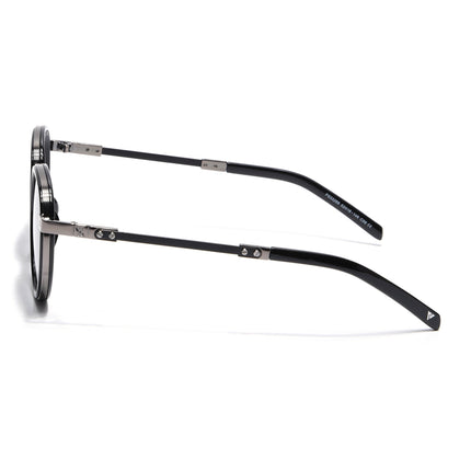 Round Polarized Sunglasses for Men & Women (Grey & Clear Lens | Black Frame - SLPMG7209)