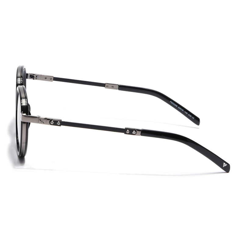 Round Polarized Sunglasses for Men & Women (Grey & Clear Lens | Black Frame - SLPMG7209)