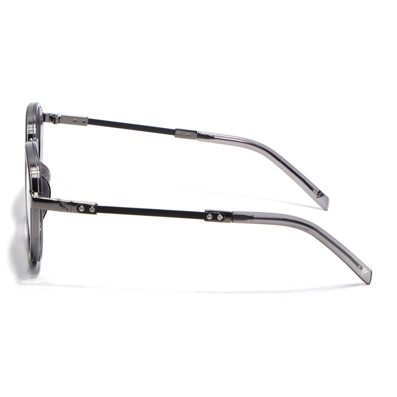 Round Polarized Sunglasses for Men & Women (Brown & Clear Lens | Grey Frame - SLPMG7211)