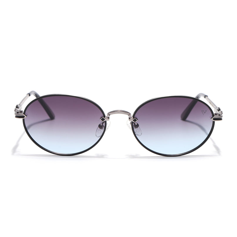 Oval Polarized Sunglasses for Men & Women (Grey & Clear Lens | Silver Frame - SLPMG7229)