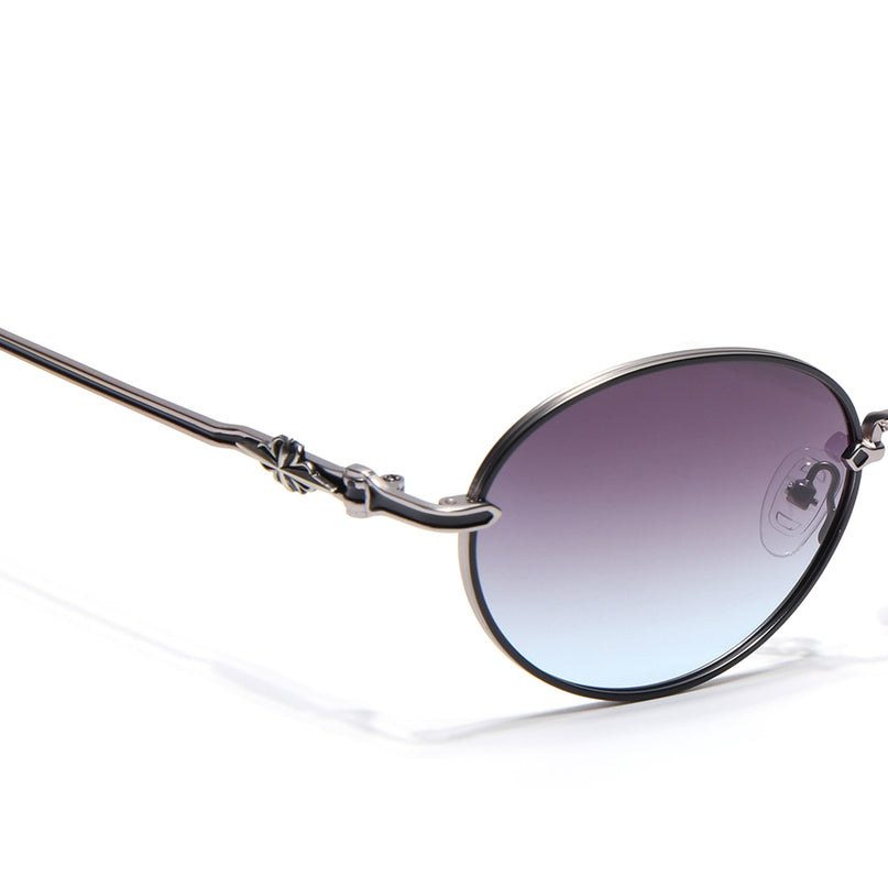 Oval Polarized Sunglasses for Men & Women (Grey & Clear Lens | Silver Frame - SLPMG7229)