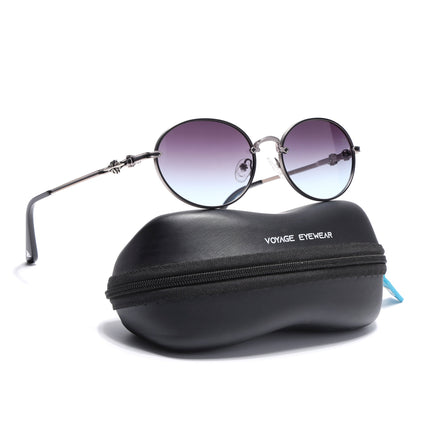Oval Polarized Sunglasses for Men & Women (Grey & Clear Lens | Silver Frame - SLPMG7229)