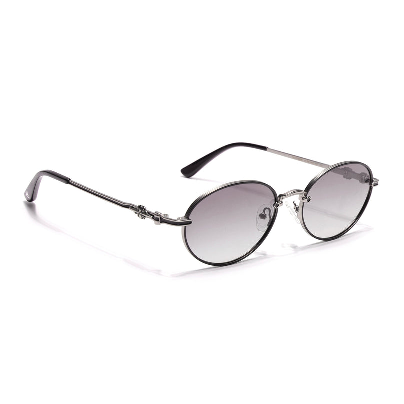 Oval Polarized Sunglasses for Men & Women (Brown & Clear Lens | Silver Frame - SLPMG7230)