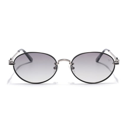 Oval Polarized Sunglasses for Men & Women (Brown & Clear Lens | Silver Frame - SLPMG7230)