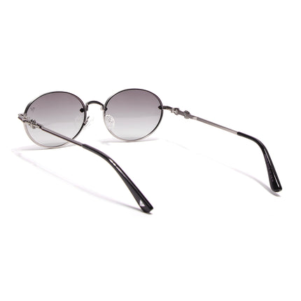 Oval Polarized Sunglasses for Men & Women (Brown & Clear Lens | Silver Frame - SLPMG7230)