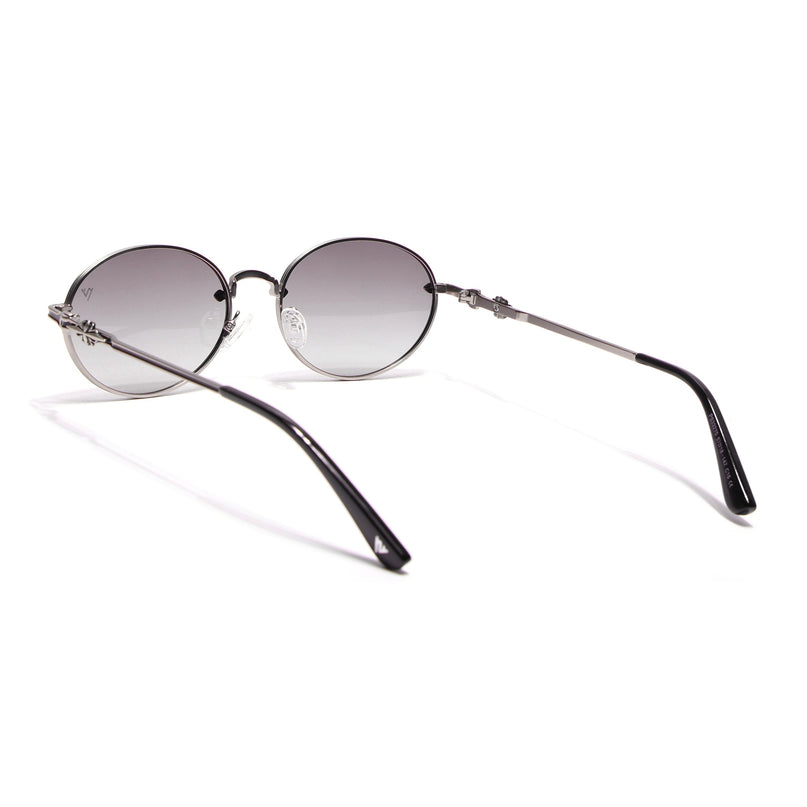 Oval Polarized Sunglasses for Men & Women (Brown & Clear Lens | Silver Frame - SLPMG7230)