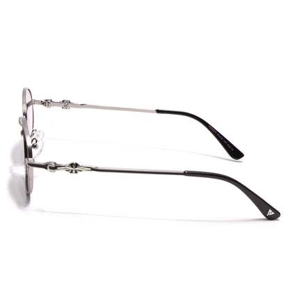 Oval Polarized Sunglasses for Men & Women (Brown & Clear Lens | Silver Frame - SLPMG7230)