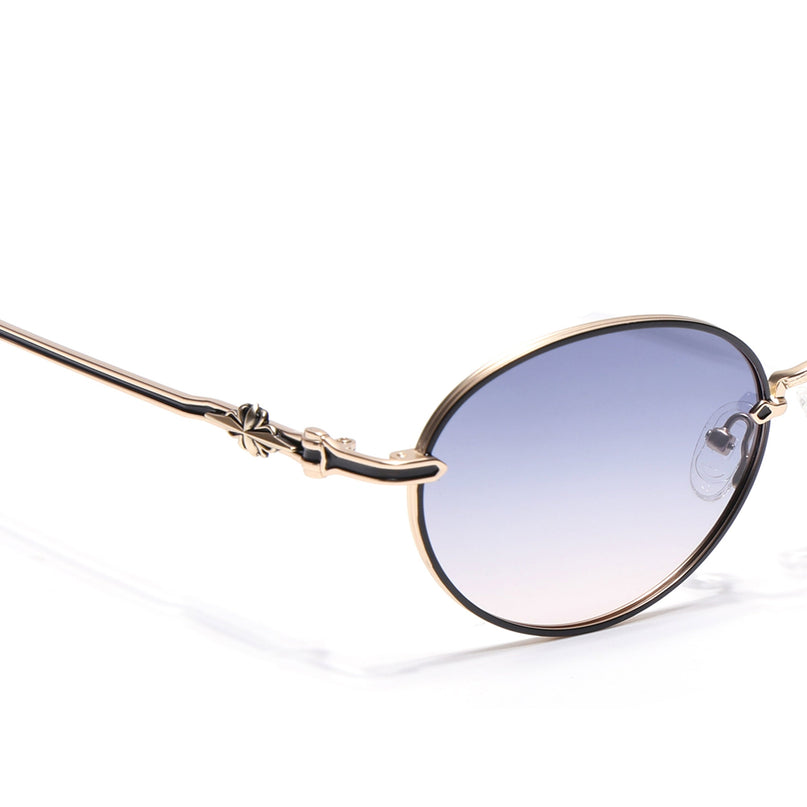 Oval Polarized Sunglasses for Men & Women (Grey & Brown Lens | Golden Frame - SLPMG7231)