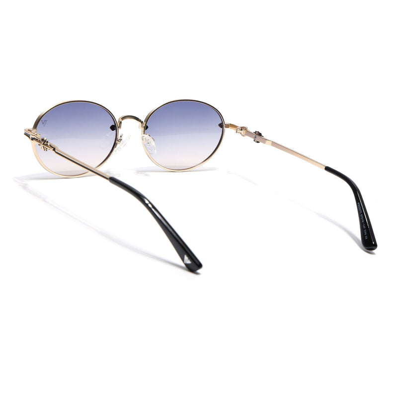 Oval Polarized Sunglasses for Men & Women (Grey & Brown Lens | Golden Frame - SLPMG7231)