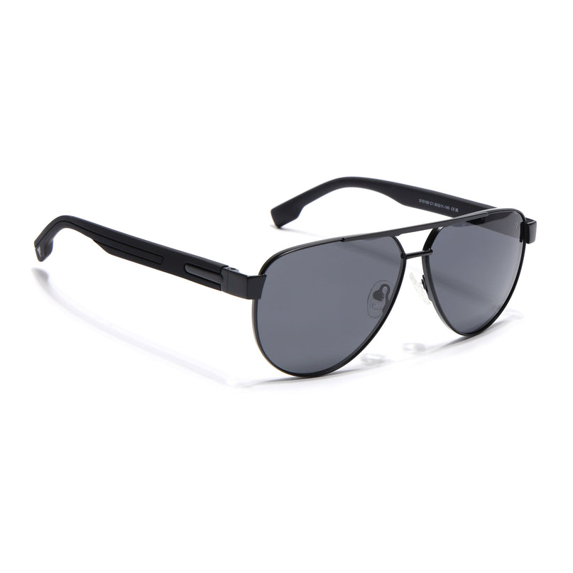 Aviator Polarized Sunglasses for Men & Women (Black Lens | Black Frame - SLPMG7224)
