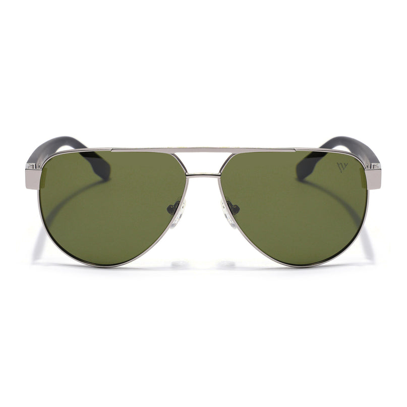 Aviator Polarized Sunglasses for Men & Women (Green Lens | Silver Frame - SLPMG7225)