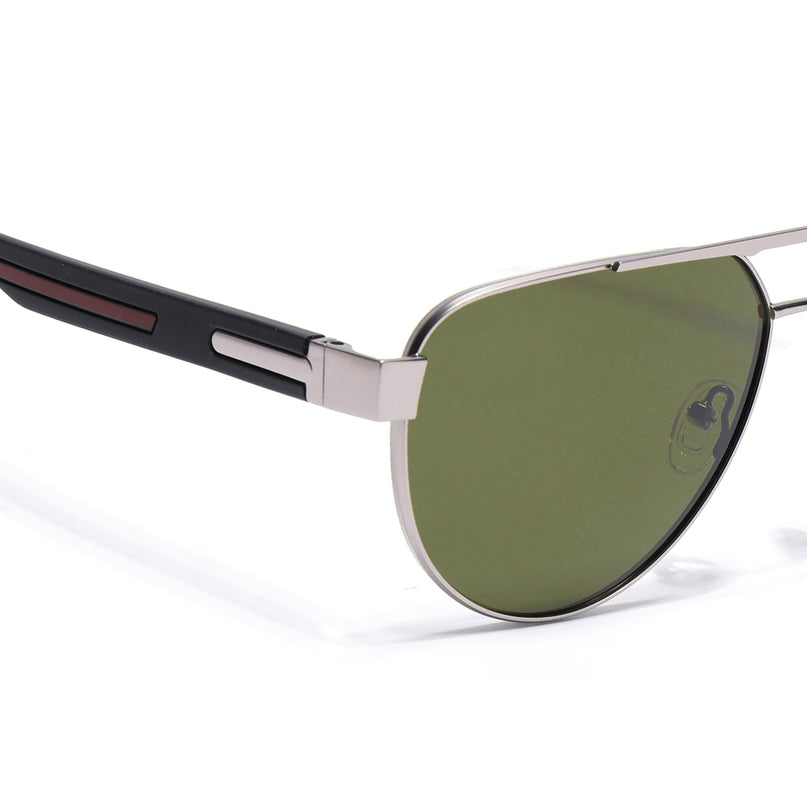 Aviator Polarized Sunglasses for Men & Women (Green Lens | Silver Frame - SLPMG7225)
