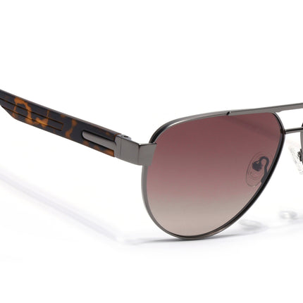 Aviator Polarized Sunglasses for Men & Women (Brown & Clear Lens | Grey Frame - SLPMG7226)