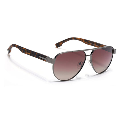 Aviator Polarized Sunglasses for Men & Women (Brown & Clear Lens | Grey Frame - SLPMG7226)