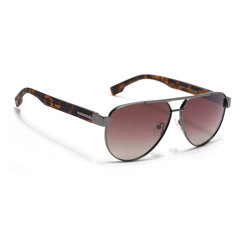 Aviator Polarized Sunglasses for Men & Women (Brown & Clear Lens | Grey Frame - SLPMG7226)
