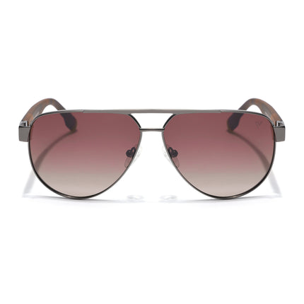Aviator Polarized Sunglasses for Men & Women (Brown & Clear Lens | Grey Frame - SLPMG7226)