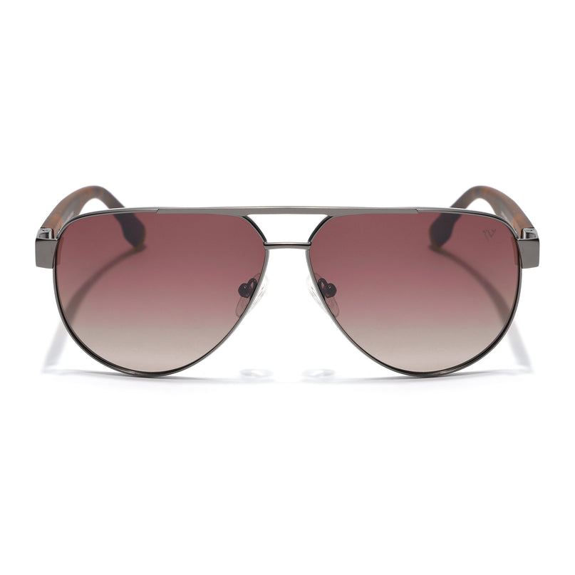 Aviator Polarized Sunglasses for Men & Women (Brown & Clear Lens | Grey Frame - SLPMG7226)