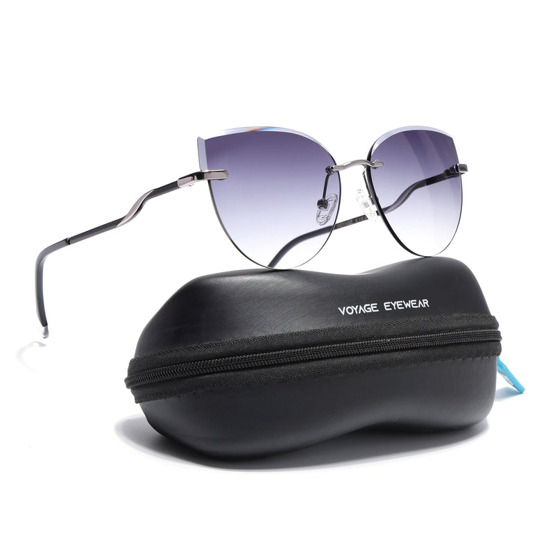 Cateye Sunglasses for Women (Grey & Clear Lens | Silver Frame - SLMG7220)