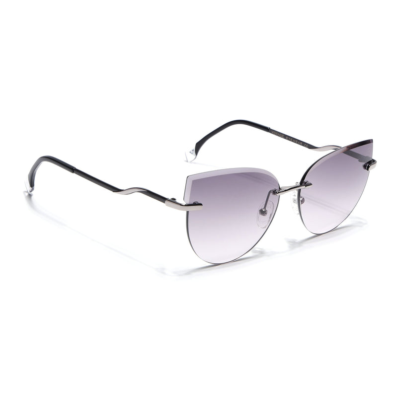 Cateye Sunglasses for Women (Grey & Purple Lens | Silver Frame - SLMG7221)