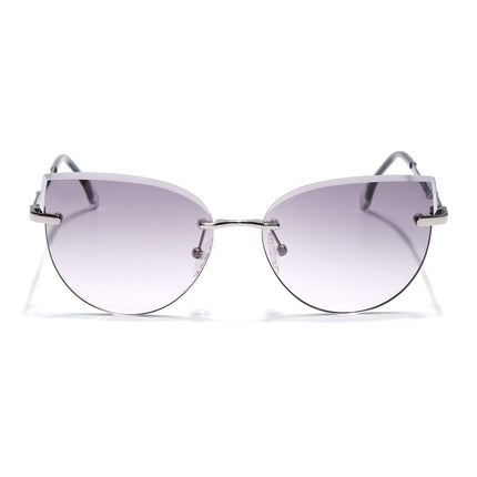 Cateye Sunglasses for Women (Grey & Purple Lens | Silver Frame - SLMG7221)