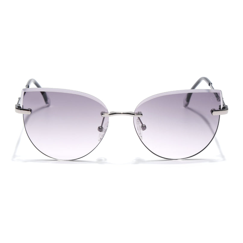Cateye Sunglasses for Women (Grey & Purple Lens | Silver Frame - SLMG7221)