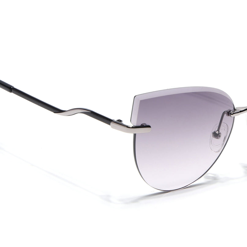 Cateye Sunglasses for Women (Grey & Purple Lens | Silver Frame - SLMG7221)