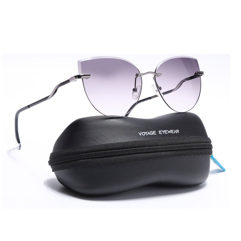 Cateye Sunglasses for Women (Grey & Purple Lens | Silver Frame - SLMG7221)