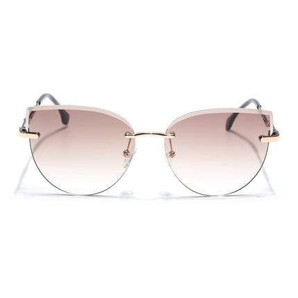 Cateye Sunglasses for Women (Brown & Clear Lens | Golden Frame - SLMG7222)