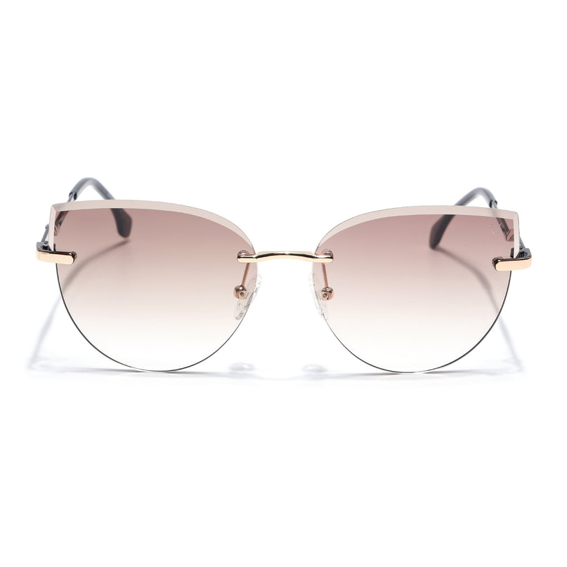 Cateye Sunglasses for Women (Brown & Clear Lens | Golden Frame - SLMG7222)