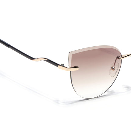 Cateye Sunglasses for Women (Brown & Clear Lens | Golden Frame - SLMG7222)