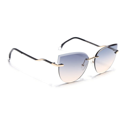 Cateye Sunglasses for Women (Grey & Brown Lens | Golden Frame - SLMG7223)