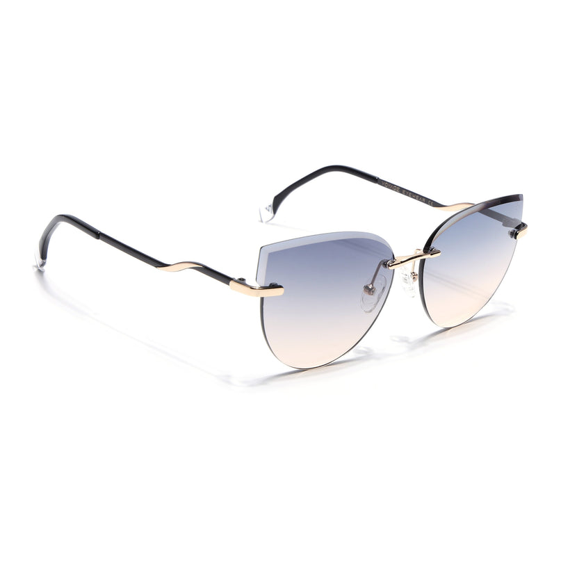 Cateye Sunglasses for Women (Grey & Brown Lens | Golden Frame - SLMG7223)