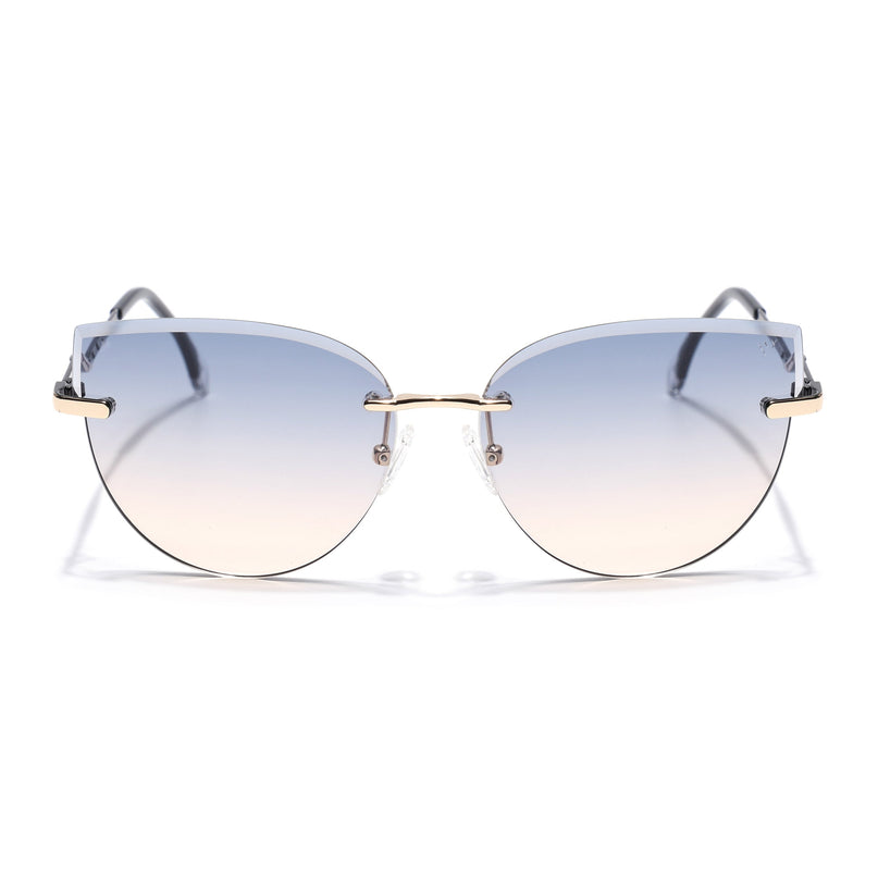 Cateye Sunglasses for Women (Grey & Brown Lens | Golden Frame - SLMG7223)