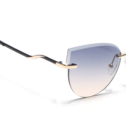 Cateye Sunglasses for Women (Grey & Brown Lens | Golden Frame - SLMG7223)