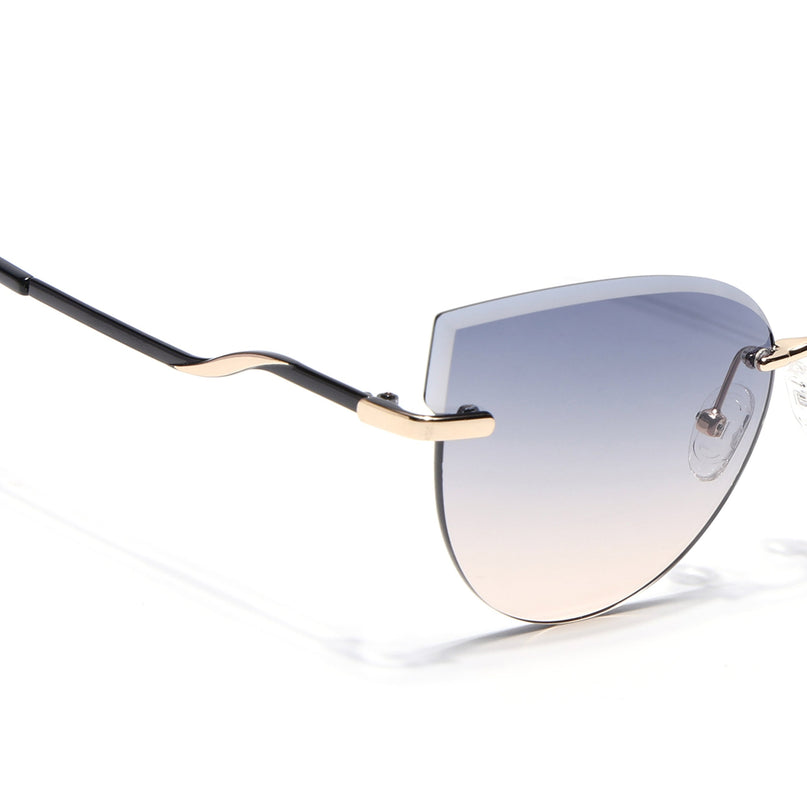 Cateye Sunglasses for Women (Grey & Brown Lens | Golden Frame - SLMG7223)