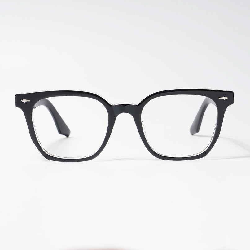 HEXXA Black & Transparent Square Eyeglasses for Men & Women (S9005CL464-C2)