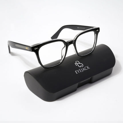HEXXA Black & Transparent Square Eyeglasses for Men & Women (S9005CL464-C2)