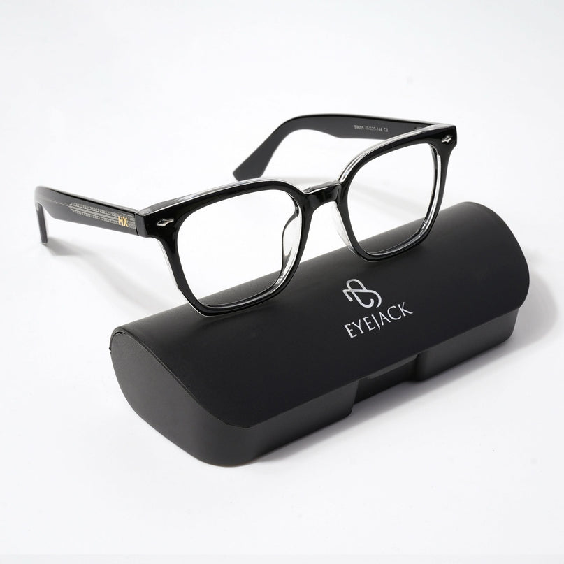 HEXXA Black & Transparent Square Eyeglasses for Men & Women (S9005CL464-C2)