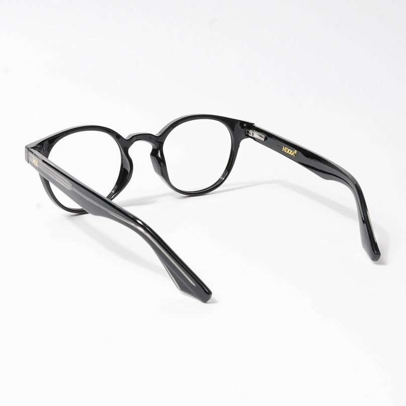 HEXXA Shine Black Round Eyeglasses for Men & Women (S9011CL476-C1)