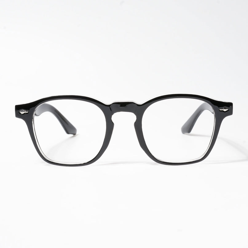 HEXXA Black & Transparent Square Eyeglasses for Men & Women (S9016CL493-C2)